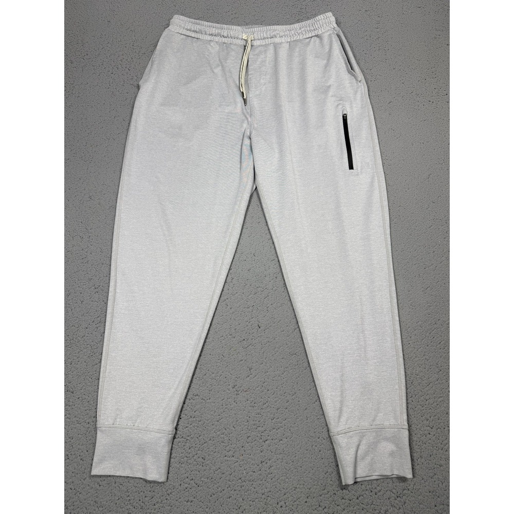 Vuori Pants Mens Large Gray Knit Joggers Sweatpants Zip Pockets Athletic Lounge